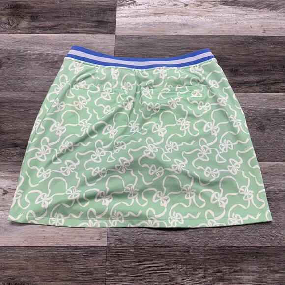 Polo Golf Ralph Lauren‎ Ribbon Bow Print Green Womens M Golf Skort Tennis Skirt - Picture 1 of 10